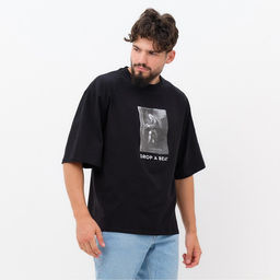 Футболка мужская KAFTAN Drop, размер 52, чёрная