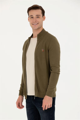 U. S. Polo Assn / Мужской базовый трикотажный кардиган цвета хаки - U.s. polo assn фото 3