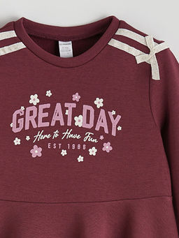 Bisiklet Yaka Bask?l? K?z ?ocuk Elbise