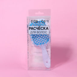 Расчёска массажная, широкая, вентилируемая, 8.5×20.5(±1) см, PVC коробка, МИКС, белая