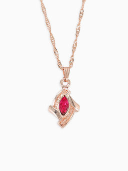 Гарнитур 3 предмета: серьги, кулон, кольцо Эдель ромб совершенство, цвет розовый в золоте, 45 см