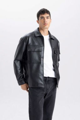 Su Itici Ceket Mont Oversize Genis Kal?p Gomlek Yaka Fermuarl? Cepli