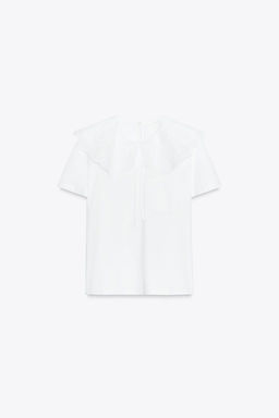 EMBROIDERED PETER PAN COLLAR T-SHIRT - Zara фото 5