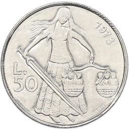 Монета 50 лир 1973 года Сан-Марино
