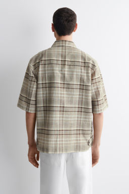 CAMISA DE MANGA CORTA DE CUADROS EN MEZCLA DE LINO - H&m фото 4