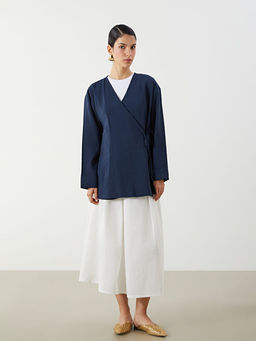Kruvaze Yaka Modal Kar???ml? Kad?n Kimono