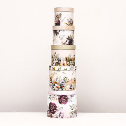 Набор шляпных коробок 5 в 1 Пёстрые цветы, 22?19.5, 14?13 см