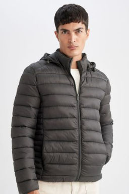 Su Itici Hafif Sisme Mont Slim Fit Dar Kesim Kapusonlu Fermuarl? Cepli Mevsimlik