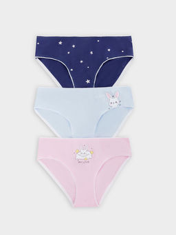 Трусы для девочек слипы мультипак (3 шт.) розовые с печатью