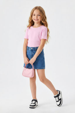 Siyah K?z Cocuk Pamuklu Basic Regular Kal?p Cut-Out Detayl? K?sa Kol Orme T-Shirt TKDSS25TS00022 - Trendyolmilla фото 7