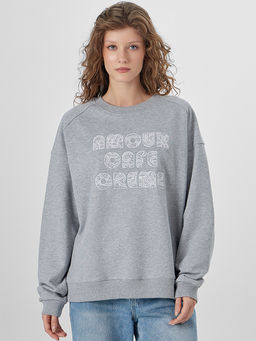 Свитшот женский с надписью Amour cafe creme