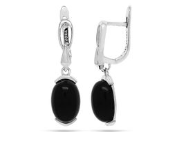 Серьги из серебра оникс, МЦВА38