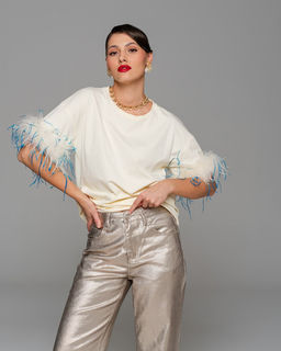 Футболка с перьями страуса FSP006