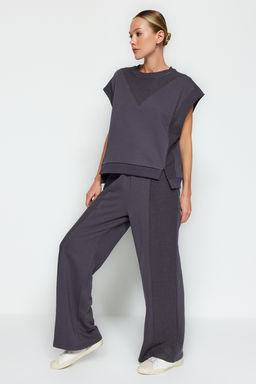 Antrasit Yuksek Bel Kal?n Orme Esofman Alt? Pantolon TWOAW24EA00015 - Trendyolmilla фото 7