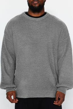 TRENDYOL MAN Lacivert Buyuk Beden Oversize Fit Genis Kal?p Bisiklet Yaka Basic Triko Kazak TMNAW24AN00001 - Trendyolmilla фото 11