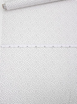 Штапель Россыпь черного гороха (3.5мм) цв.белый, ш.1.45м, вискоза-100%, 90гр/м.кв - Купава фото 6