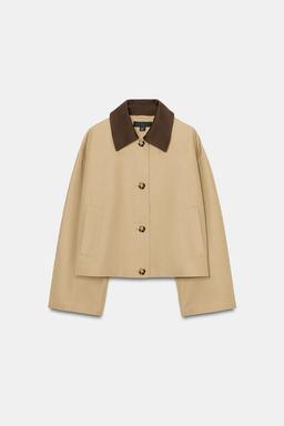 TRENCH CORTA CUELLO COMBINADO / Tostado - Zara фото 7