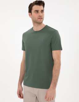 Haki %100 Pamuk Slim Fit Bisiklet Yaka Basic Ti__rt - Pierre cardin фото 3