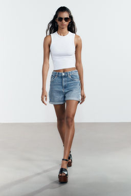 HIGH-WAIST MOM FIT TRF BERMUDA SHORTS - Zara фото 31