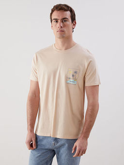 Bisiklet Yaka K?sa Kollu Bask?l? Penye Erkek Ti??rt