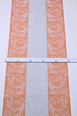 Холст полотенечный жаккард Птицы цв.оранжевый/серый, ш.0.5м, лен-30%, хлопок-70%, 210гр/м.кв - Купава фото 2