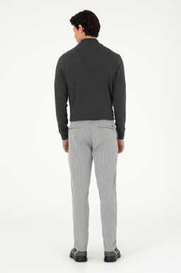 Erkek Slim Fit Gri Kanvas Pantolon