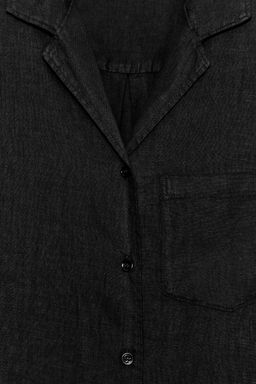 CAMISA LINO 100% BOLSILLO ZW COLLECTION / Negro - Zara фото 8