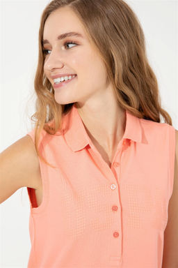 Женская футболка поло без рукавов лососевого цвета Неожиданная скидка в корзине - U.s. polo assn фото 3