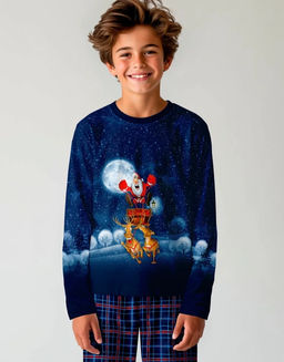 Пижама "Снежные Забавы",синий