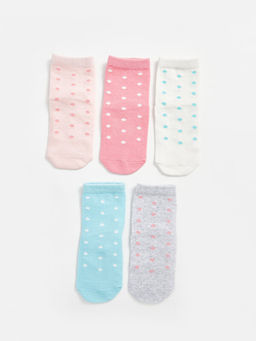 Bask?l? K?z Bebek Soket ?orap 5li