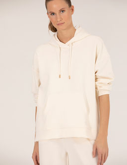 Ekru Comfort Fit Kap__onlu Sweatshirt