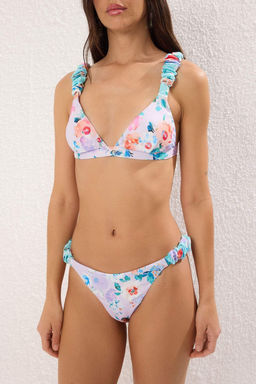 Trendyolmilla Cicek Desenli Buzgu Detayl? Ucgen Normal Bel Bikini Tak?m? TBESS25BT00200 фото 3