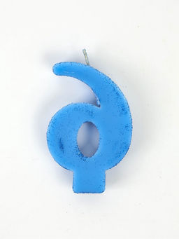 Свеча-цифра "Соло", цифра "6", синий, блеск, 8,2 см