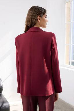 Bordo Kruvaze Kapama Dugme Detayl? Dokuma Blazer Ceket TWOAW26BC00014