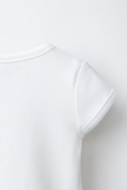 CAMISETA RIB CUELLO PICO / Blanco - Zara фото 4