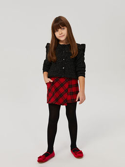 Beli Lastikli Ekose K?z ?ocuk ?ort Etek ve K?lotlu ?orap