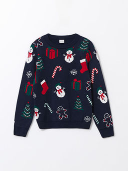 Bisiklet Yaka Y?lba?? Temal? Erkek ?ocuk Triko Kazak