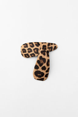 PACK OF ANIMAL PRINT LEATHER SHEEPSKIN HAIR CLIPS - Zara фото 5