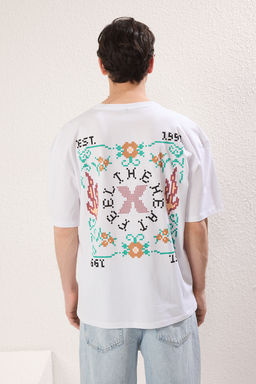 TRENDYOL MAN Siyah Oversize/Genis Kesim Bask?l? %100 Pamuk T-Shirt TMNSS25TS00067 - Trendyolmilla фото 5