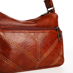 Сумка женская кросс-боди на молнии, 19×9×14 см, со стёжкой, коричневая