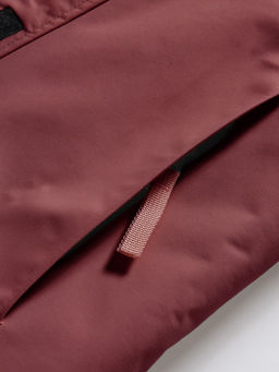 Парка зимняя подростковая для девочки с капюшоном и мехом бордового цвета 9534Bo