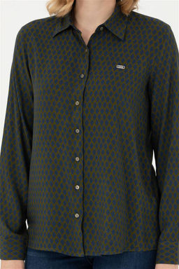 Женская рубашка цвета хаки с длинным рукавом Неожиданная скидка в корзине - U.s. polo assn фото 6