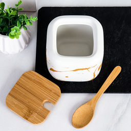 Сахарница 400 мл с ложкой / CF394 /уп 54/ белая