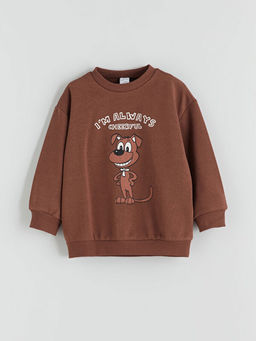 Bask?l? Erkek ?ocuk Sweatshirt ve E?ofman Alt 2li