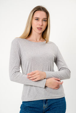 Лонгслив женский из рибаны Серый меланж - Амадэль фото 7