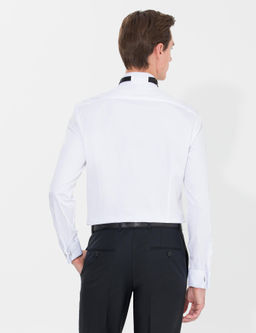 Белая приталенная рубашка под смокинг - Cacharel фото 5