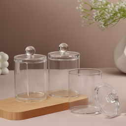 Органайзер для ватных палочек и дисков, с крышкой, 3 секции, 29×7×7 см, прозрачный