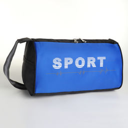 Сумка спортивная, маленькая, боковой сетчатый карман, на молнии, регулируемый ремень, чёрная, синяя