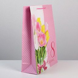 Пакет подарочный ламинированный, упаковка, «8 марта», L 31 х 40 х 11.5 см