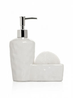 Диспенсер для моющего средства с губкой 400мл белый керамика - Lucky фото 2